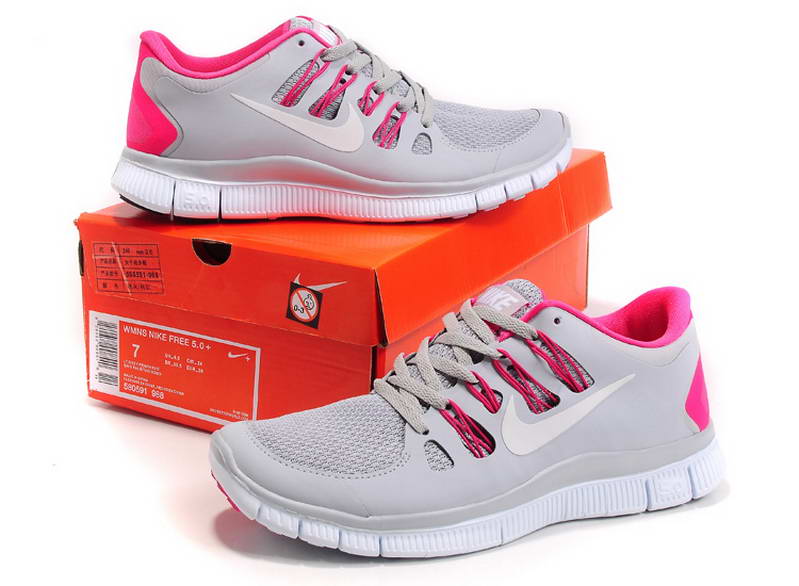 nike Free Run 5.0 V2 Womens  Running Shoes New Breathable Gray Pink (4)